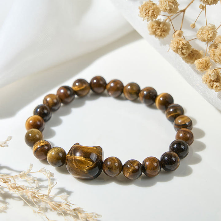 Buddha Stonesかわいい猫タイガーアイパワービーズブレスレット - image 3