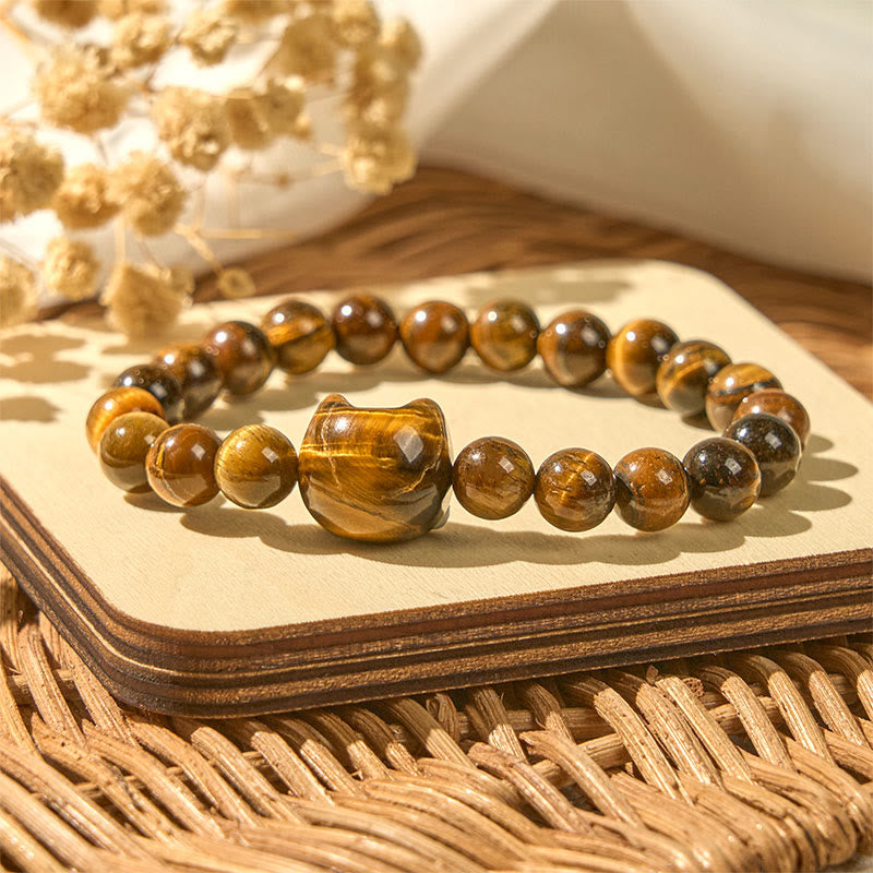 Buddha Stonesかわいい猫タイガーアイパワービーズブレスレット - image 2