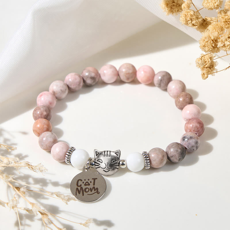 Buddha Stones猫の頭のデザイン ゼブラジャスパー守護ブレスレット - ゼブラジャスパー（手首周り：16～19cm） - image 1