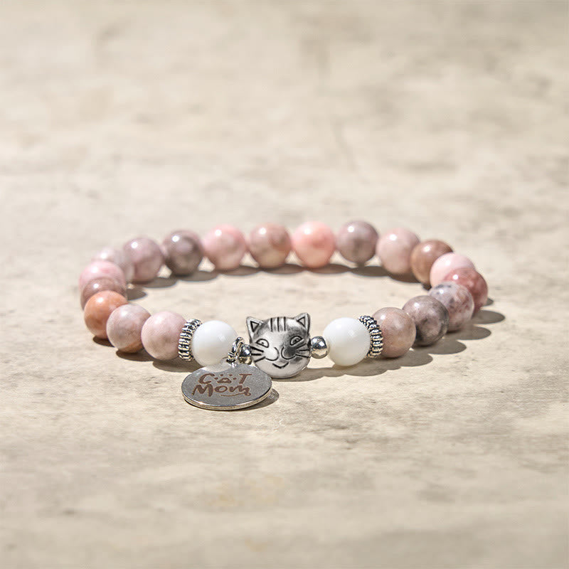 Buddha Stones猫の頭のデザイン ゼブラジャスパー守護ブレスレット - image 2