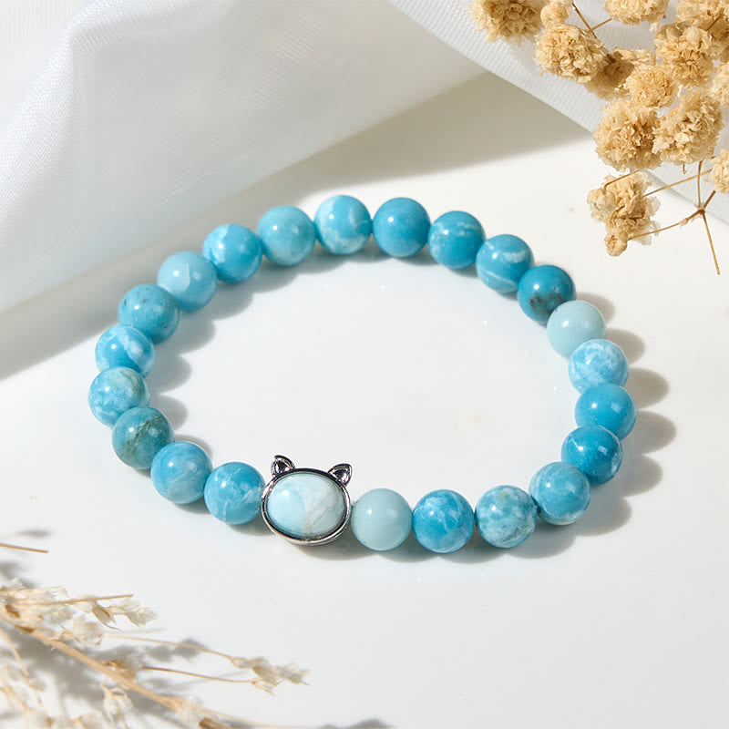 Buddha Stones天然猫ラリマーウィズダムビーズブレスレット - ラリマー（手首周り：14～16cm） - image 1