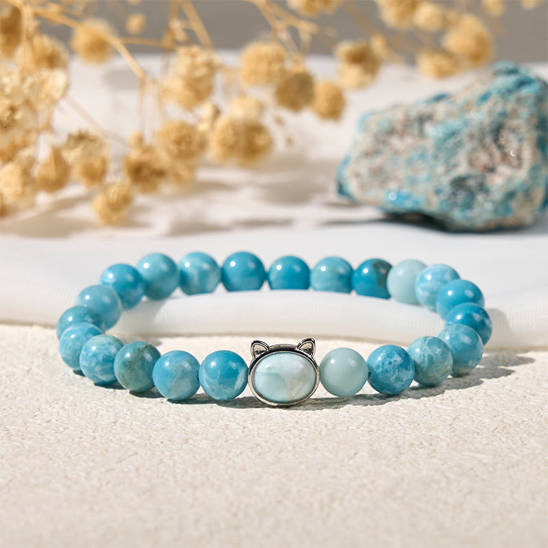 Buddha Stones天然猫ラリマーウィズダムビーズブレスレット - image 2