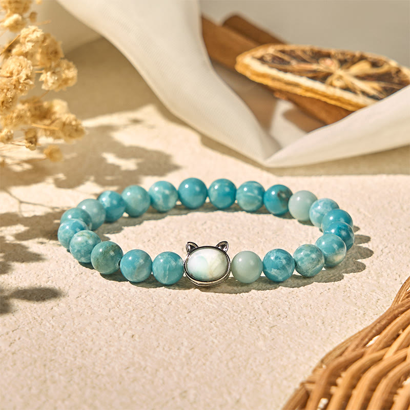 Buddha Stones天然猫ラリマーウィズダムビーズブレスレット - image 2