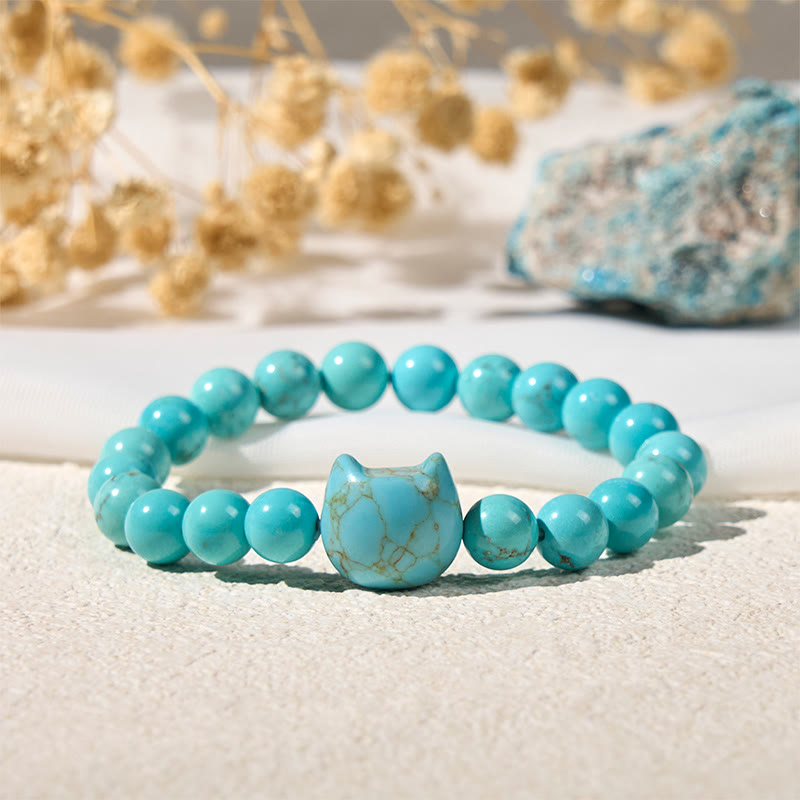 Buddha Stonesナチュラルキャットターコイズ パワービーズブレスレット - ターコイズ（手首周り：14～16cm） - image 1