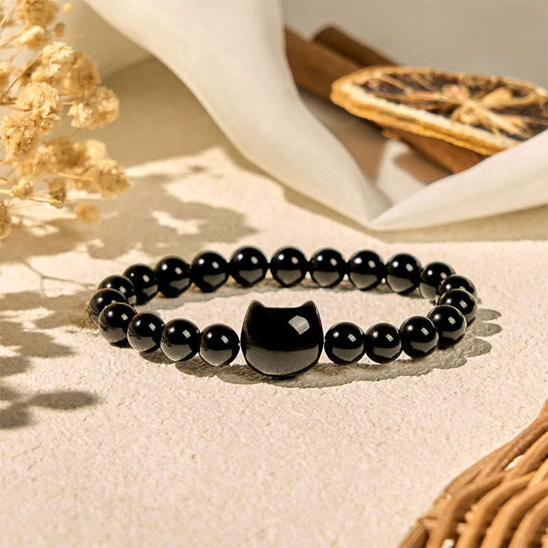 Buddha Stones黒猫 天然ブラックオニキス守護ブレスレット - image 2