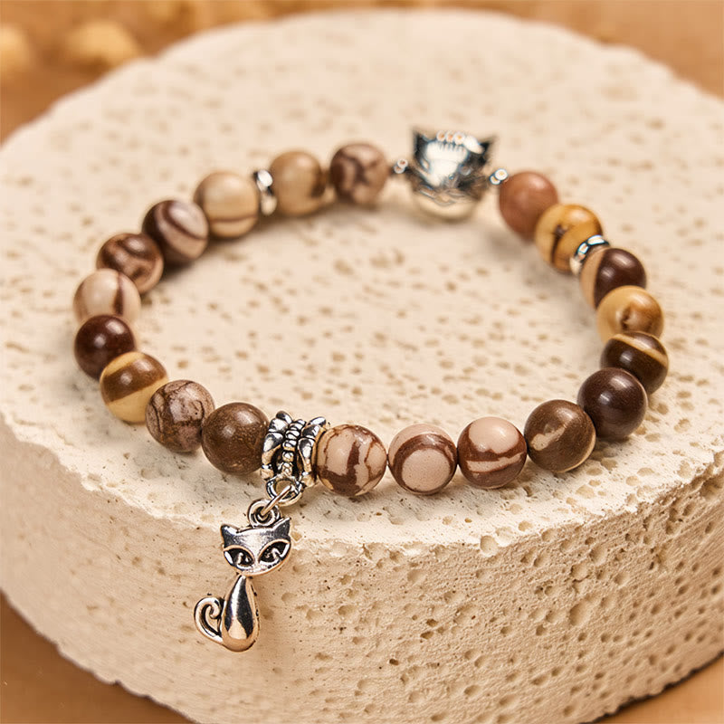 Buddha Stonesゼブラジャスパー アゲートビーズ幸運を呼ぶブレスレット - image 2
