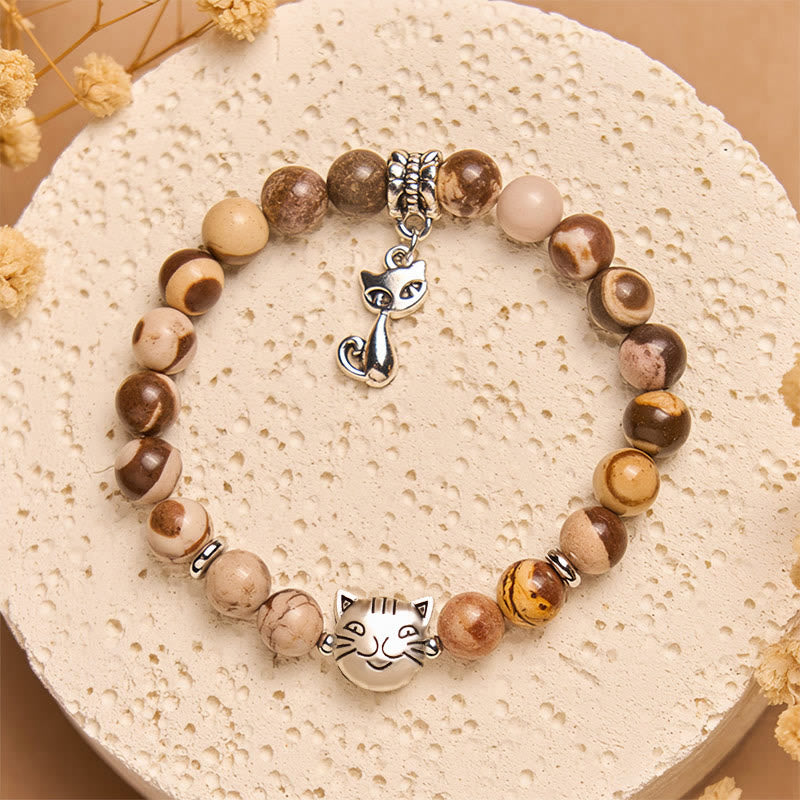 Buddha Stonesゼブラジャスパー アゲートビーズ幸運を呼ぶブレスレット - ゼブラジャスパー（手首周り15～16cm） - image 1