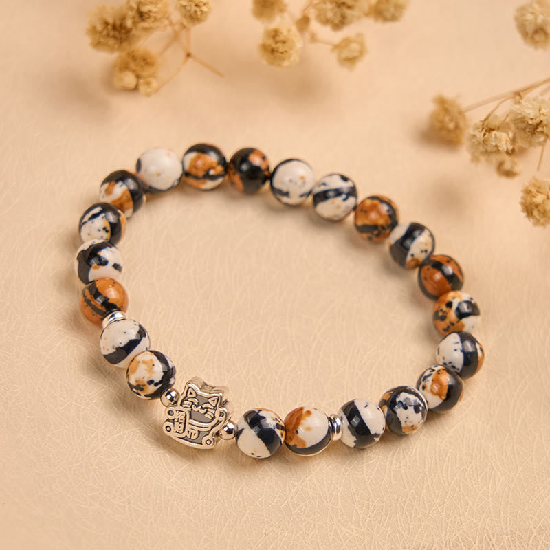 Buddha Stones925スターリングシルバー キャリコキャットストーンビーズブレスレット - image 2