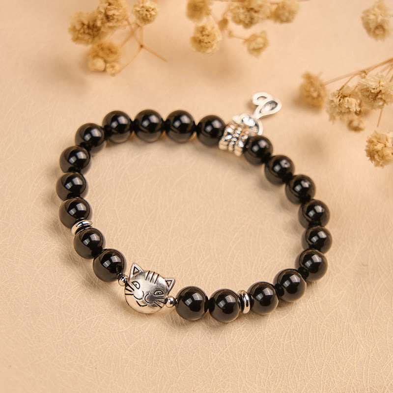 Buddha Stones黒猫 天然ブラックオニキス 子猫サポートブレスレット - image 2