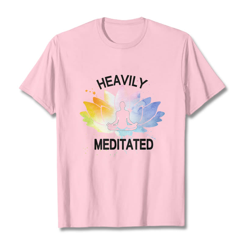 Buddha Stones、カラフルな蓮の花、瞑想の図柄コットンTシャツ - ライトピンク - 2XL - image 13