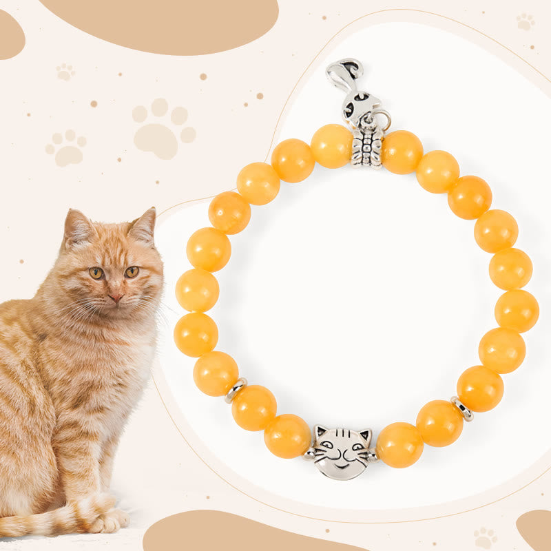 Buddha Stonesオレンジタビーキャット イエローカルセドニー ポジティブブレスレット - オレンジトラ猫（手首周り15～16cm） - image 1