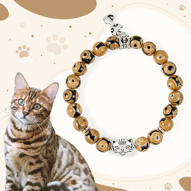 Buddha Stonesベンガル猫天然瑪瑙石内なる強さブレスレット - ベンガル猫（手首周囲15～16cm） - image 1