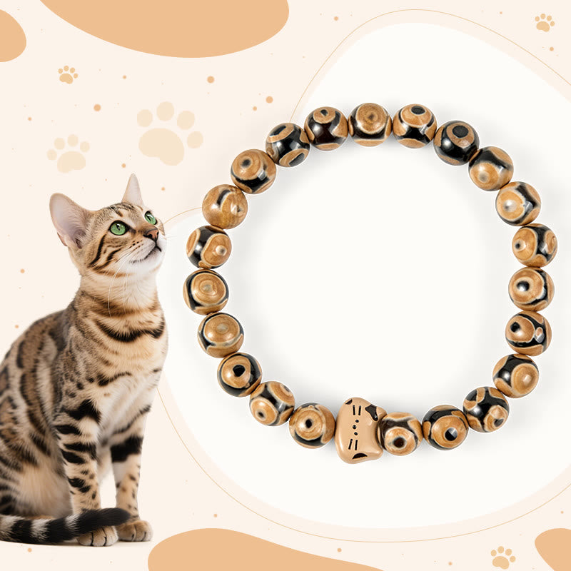 Buddha Stonesベンガル猫天然瑪瑙石子猫の頭の優雅なブレスレット - ベンガル猫（手首周囲15～16cm） - image 1
