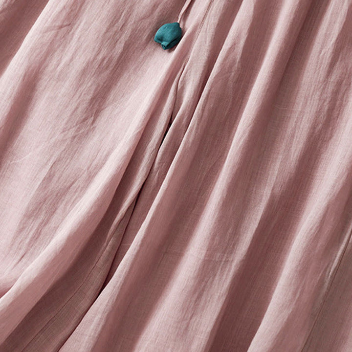 Buddha Stonesシンプルデザイン ドローストリング コットン レディース ワイドレッグパンツ ポケット付き - image 13