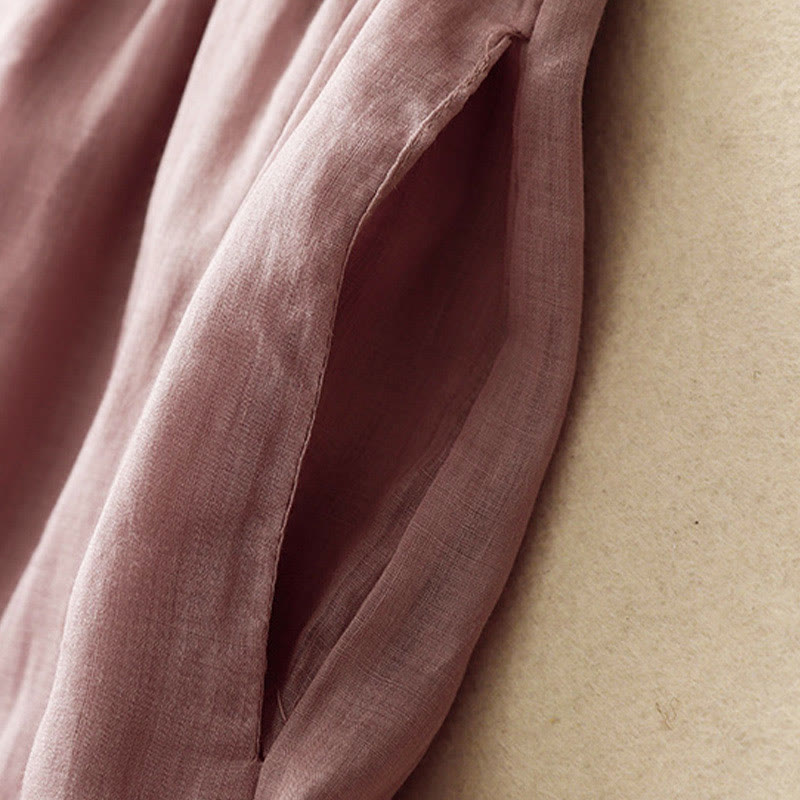 Buddha Stonesシンプルデザイン ドローストリング コットン レディース ワイドレッグパンツ ポケット付き - image 16