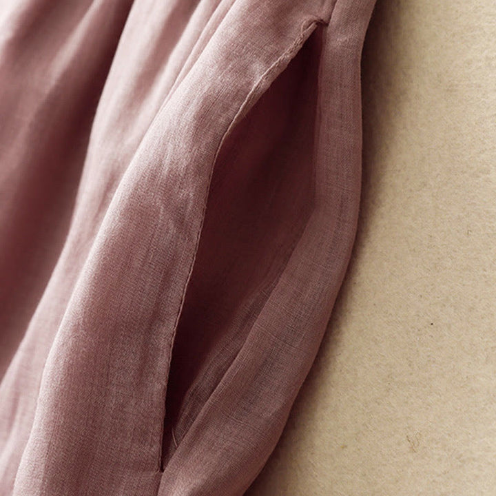 Buddha Stonesシンプルデザイン ドローストリング コットン レディース ワイドレッグパンツ ポケット付き - image 16