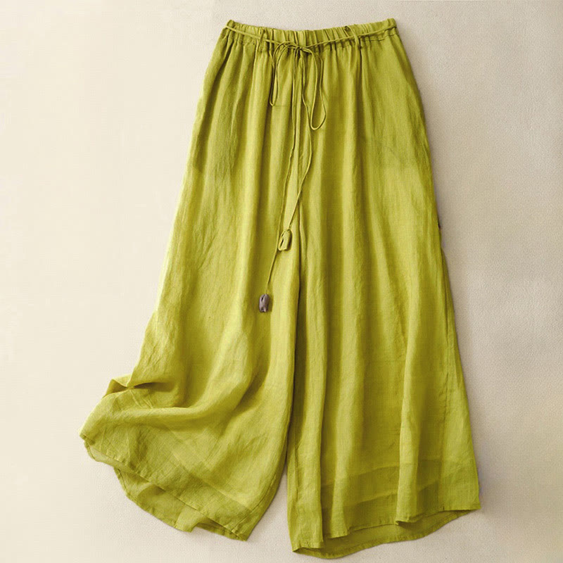Buddha Stonesシンプルデザイン ドローストリング コットン レディース ワイドレッグパンツ ポケット付き - 黄色 - US8-10，UK/AU12-14，EU40-42 (2XL) - image 17