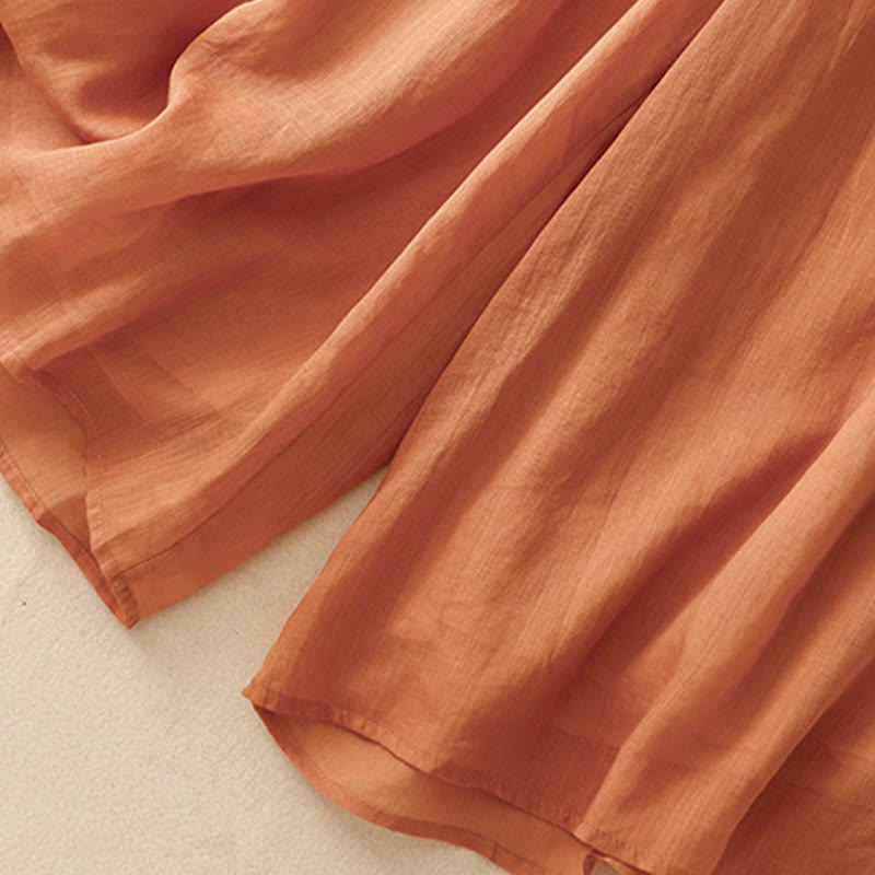 Buddha Stonesシンプルデザイン ドローストリング コットン レディース ワイドレッグパンツ ポケット付き - image 25