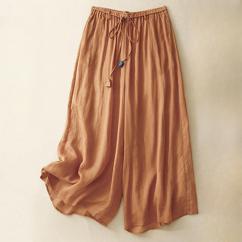 Buddha Stonesシンプルデザイン ドローストリング コットン レディース ワイドレッグパンツ ポケット付き - ダークオレンジ - US8-10，UK/AU12-14，EU40-42 (2XL) - image 22