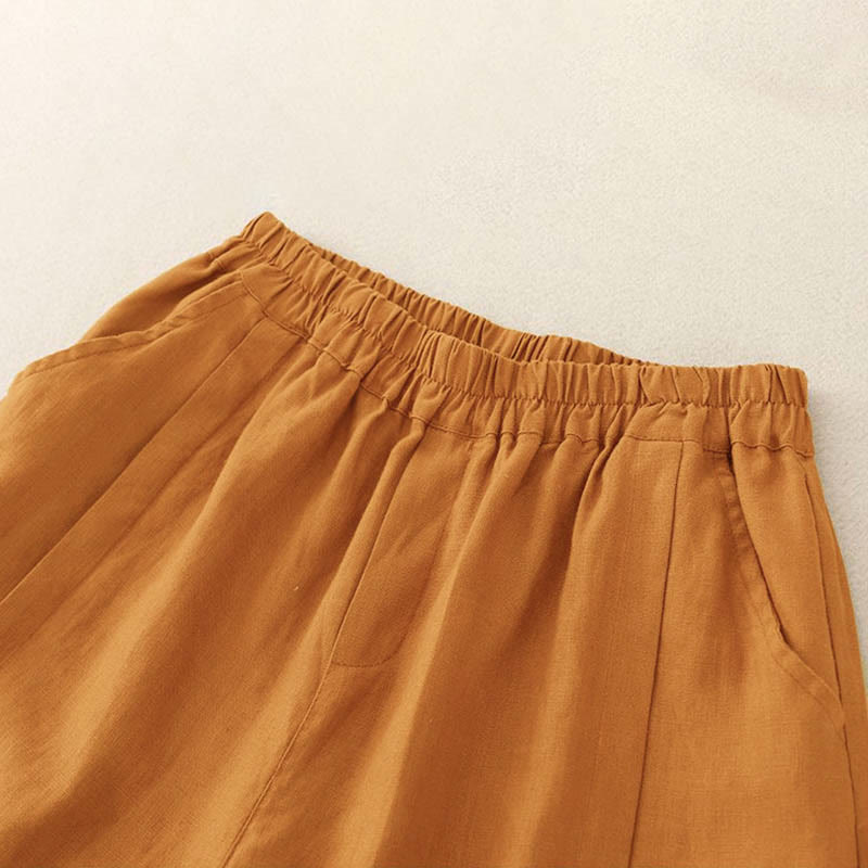 Buddha Stonesカジュアル 無地 レディース コットン ショートパンツ ポケット付き - image 1