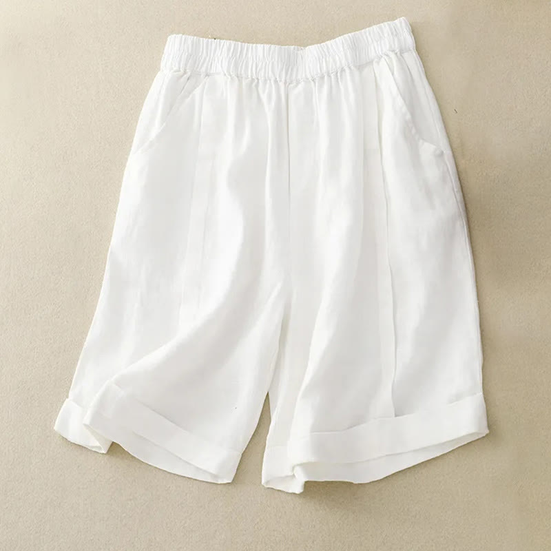 Buddha Stonesカジュアル 無地 レディース コットン ショートパンツ ポケット付き - 白 - US12、 UK/AU16、EU44（4XL） - image 30