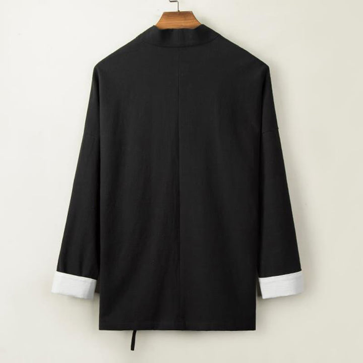 Buddha Stones中国風 カエルボタン 長袖デザイン オープンフロントジャケット メンズ コットンリネン 着物 - image 3