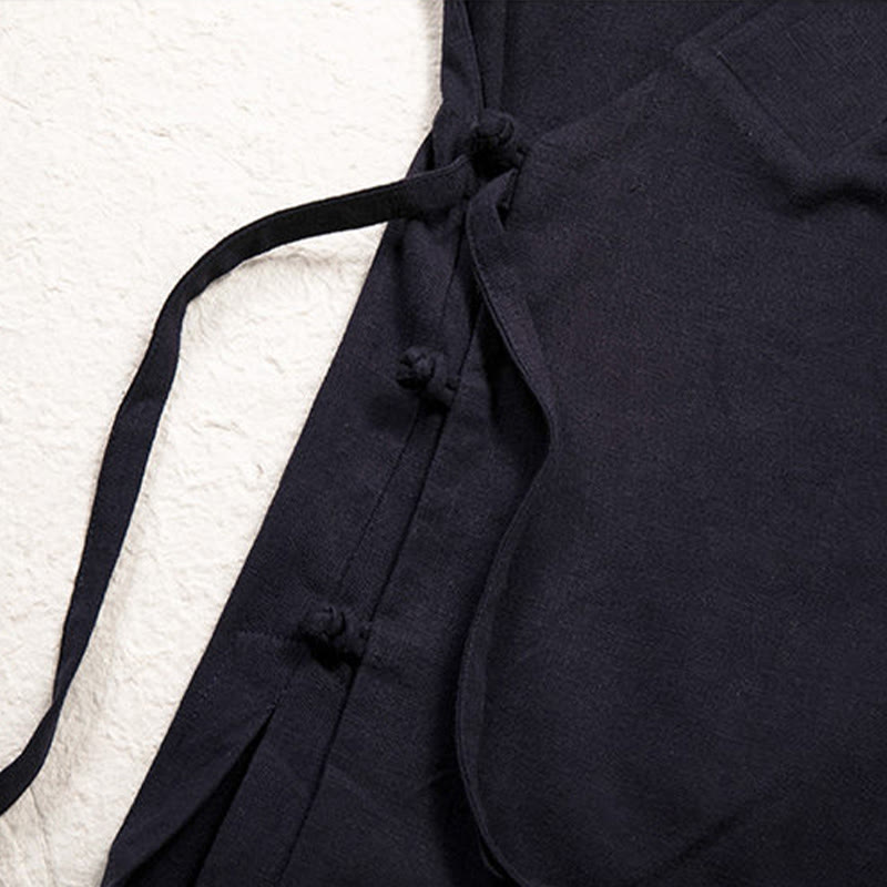 Buddha Stonesメンズ プレーンデザイン オープンフロントジャケット コットンリネン 長袖着物 - image 5