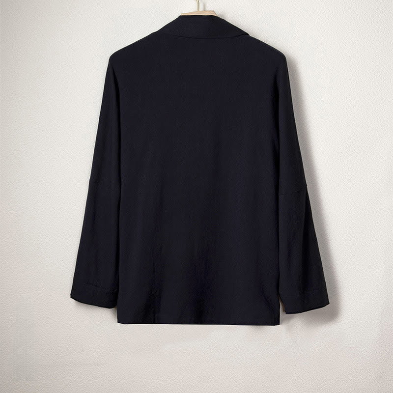 Buddha Stonesメンズ プレーンデザイン オープンフロントジャケット コットンリネン 長袖着物 - image 3