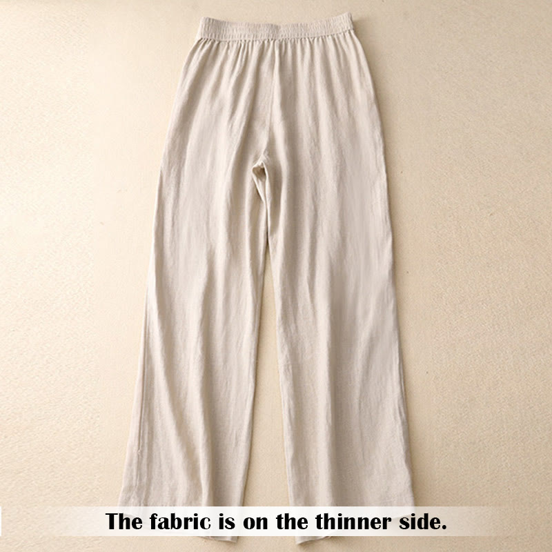Buddha Stones夏 カジュアル シンプルデザイン リネン レディース ワイドレッグパンツ ジッパーポケット付き - image 43