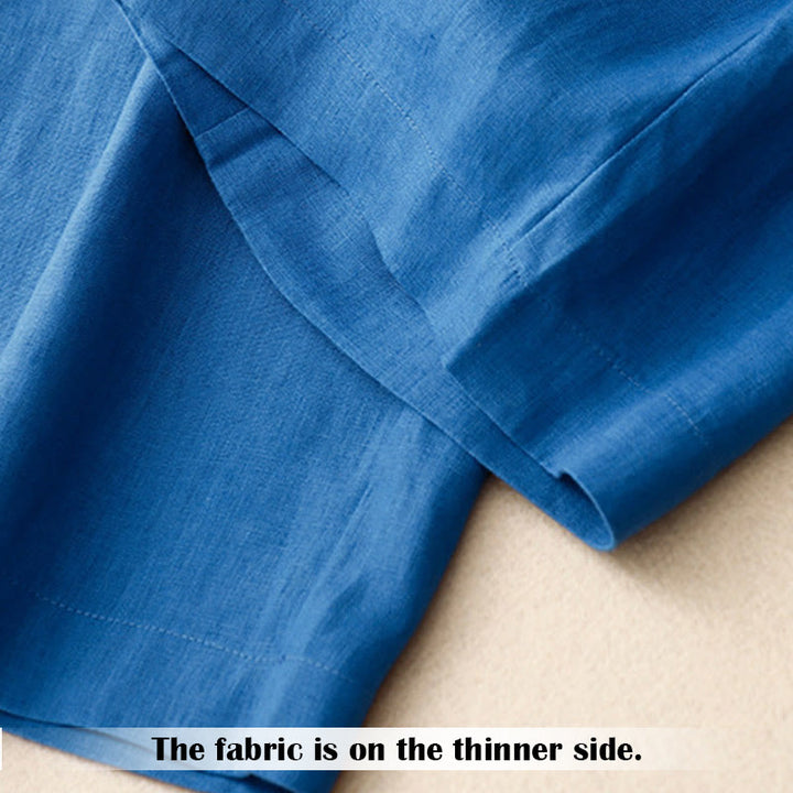 Buddha Stones夏 カジュアル シンプルデザイン リネン レディース ワイドレッグパンツ ジッパーポケット付き - image 20