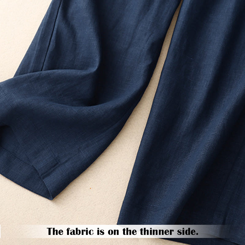 Buddha Stones夏 カジュアル シンプルデザイン リネン レディース ワイドレッグパンツ ジッパーポケット付き - image 59