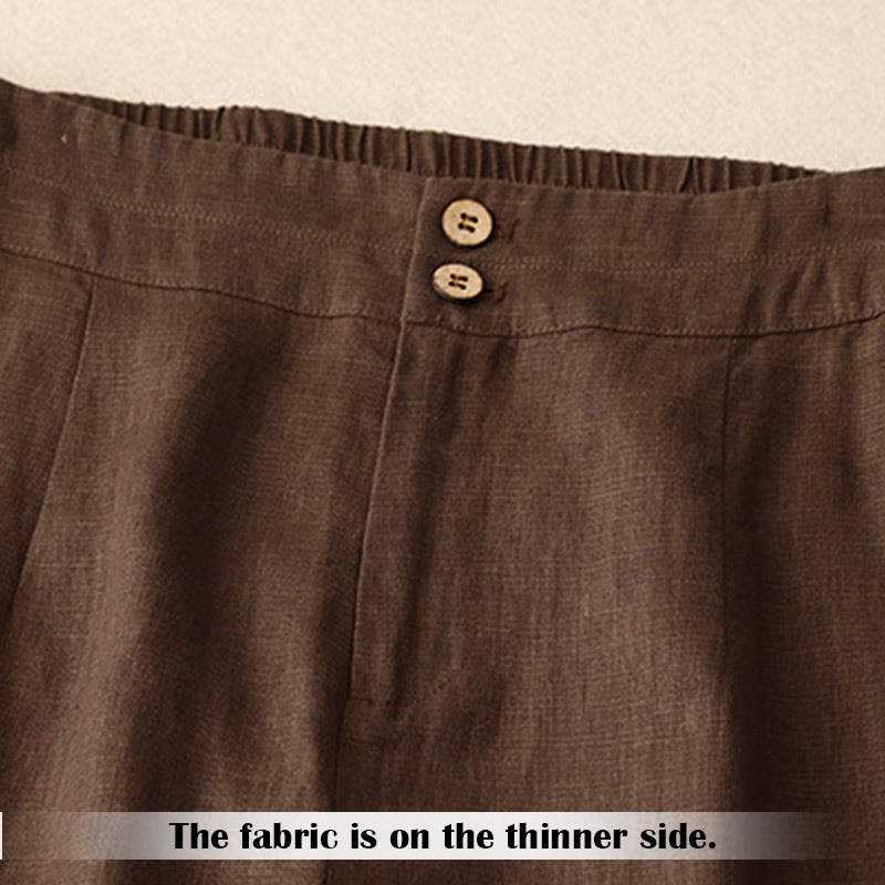 Buddha Stones夏 カジュアル シンプルデザイン リネン レディース ワイドレッグパンツ ジッパーポケット付き - image 62