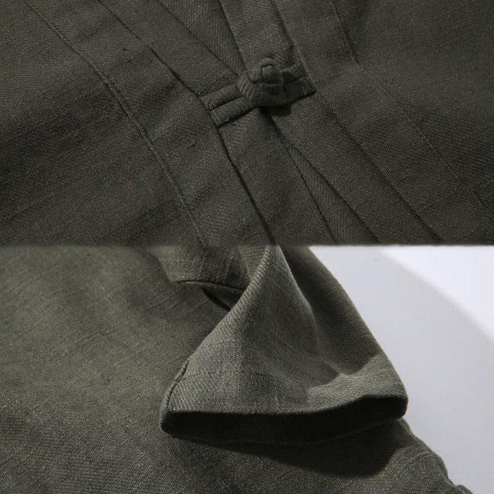 Buddha Stones無地 シンプルデザイン オープンフロント コットンリネン メンズ 長袖ジャケット 着物 - image 8