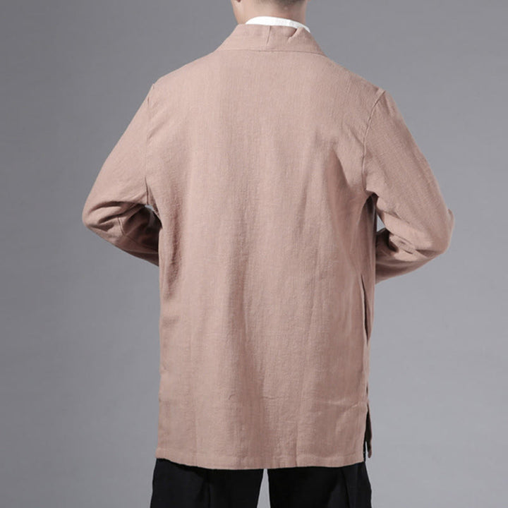 Buddha Stones無地 シンプルデザイン オープンフロント コットンリネン メンズ 長袖ジャケット 着物 - image 24