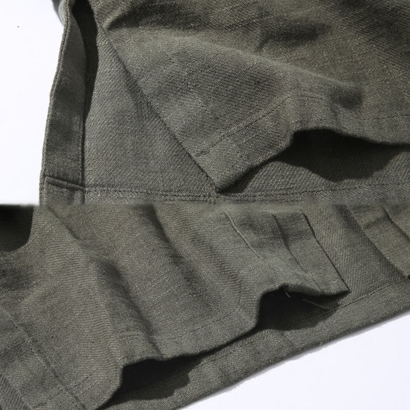 Buddha Stones無地 シンプルデザイン オープンフロント コットンリネン メンズ 長袖ジャケット 着物 - image 9