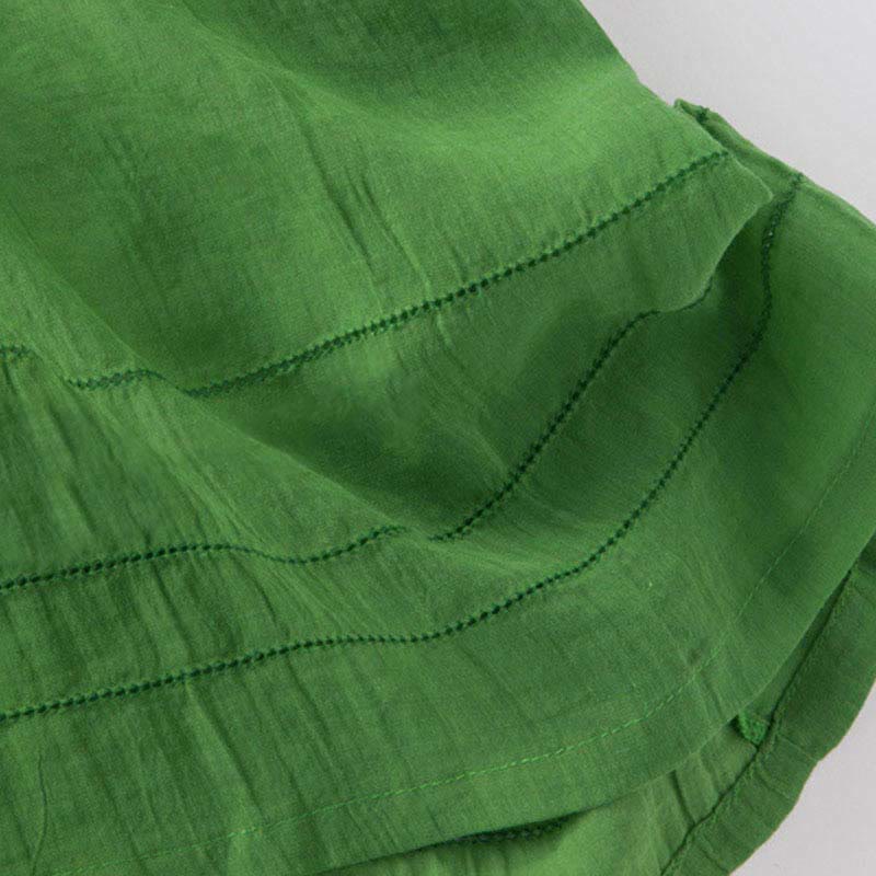 Buddha Stonesサマー Vネックデザイン ハーフスリーブ コットン ミディドレス - image 3