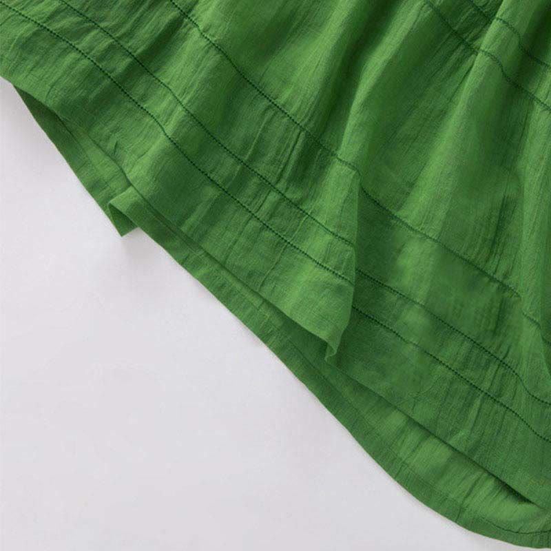 Buddha Stonesサマー Vネックデザイン ハーフスリーブ コットン ミディドレス - image 6