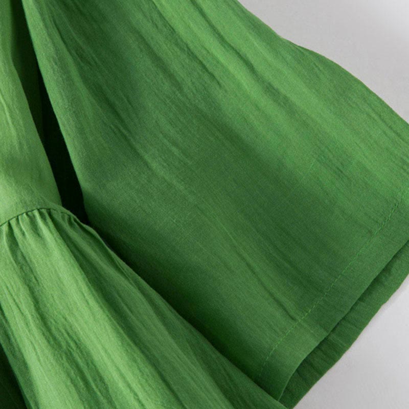 Buddha Stonesサマー Vネックデザイン ハーフスリーブ コットン ミディドレス - image 11