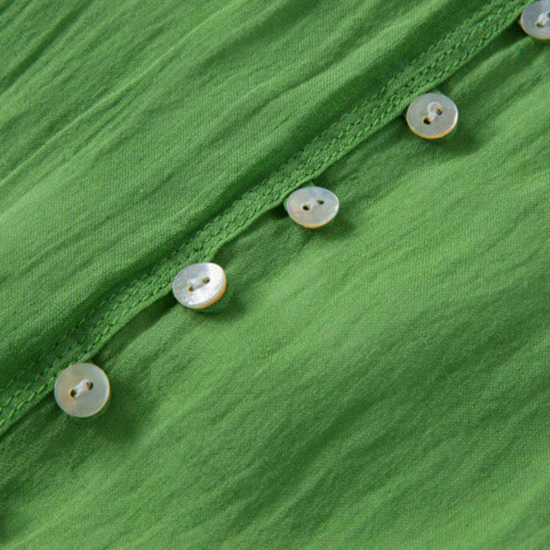 Buddha Stonesサマー Vネックデザイン ハーフスリーブ コットン ミディドレス - image 2