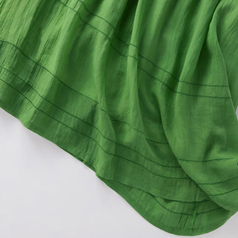 Buddha Stonesサマー Vネックデザイン ハーフスリーブ コットン ミディドレス - image 13