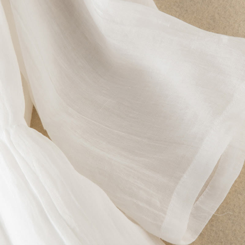 Buddha Stonesサマー Vネックデザイン ハーフスリーブ コットン ミディドレス - image 34