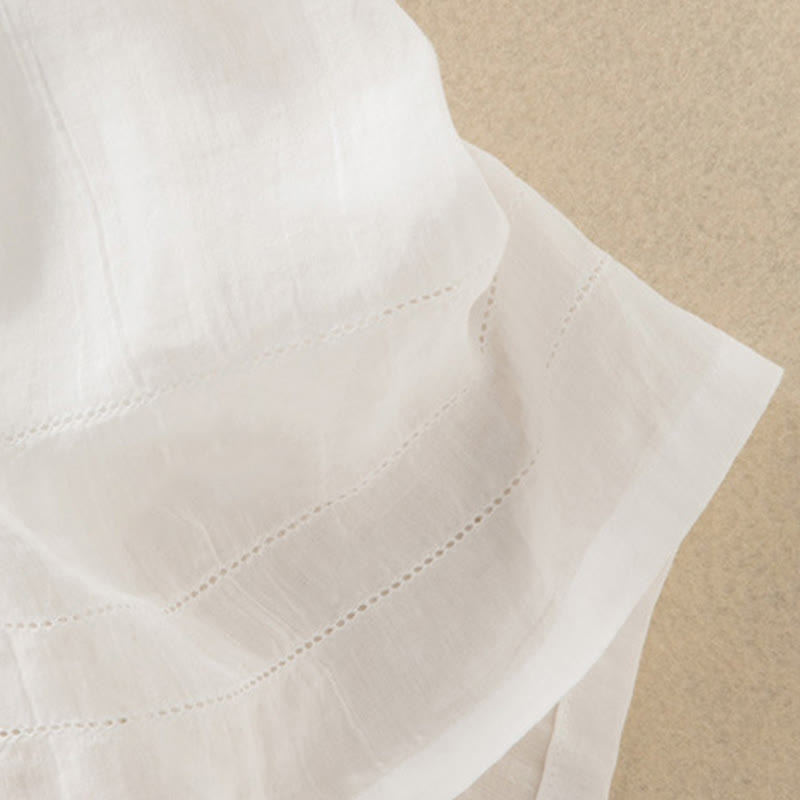 Buddha Stonesサマー Vネックデザイン ハーフスリーブ コットン ミディドレス - image 32