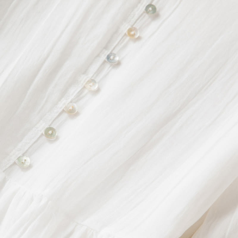 Buddha Stonesサマー Vネックデザイン ハーフスリーブ コットン ミディドレス - image 22