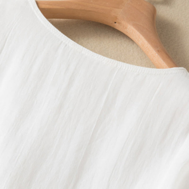 Buddha Stonesサマー Vネックデザイン ハーフスリーブ コットン ミディドレス - image 35