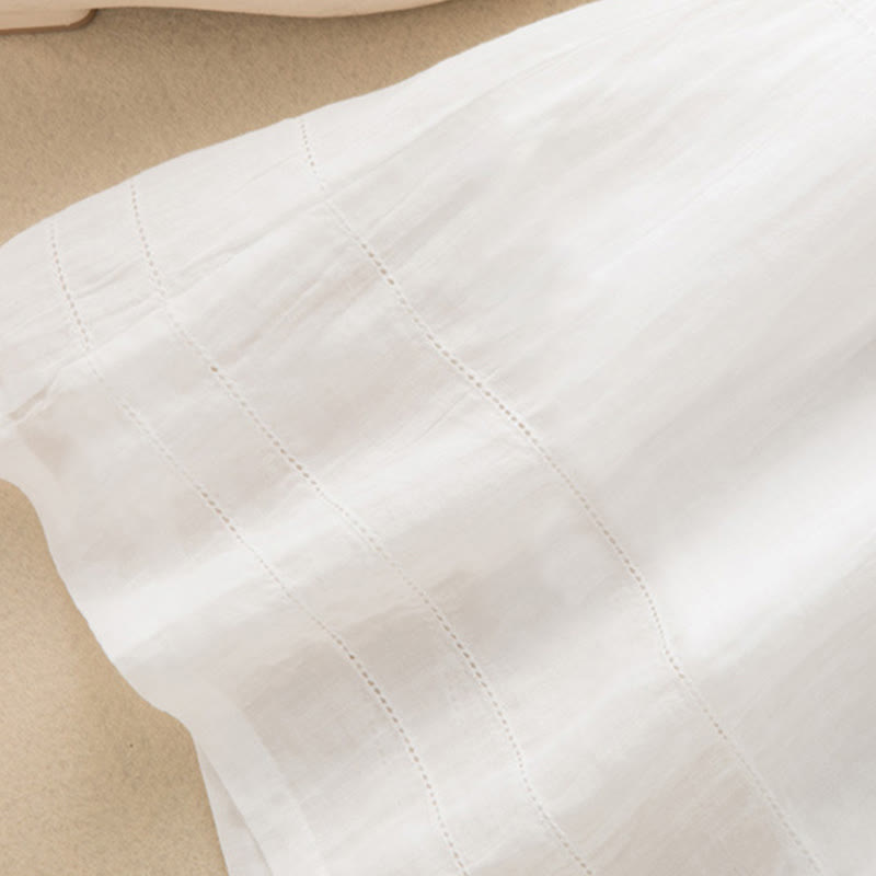 Buddha Stonesサマー Vネックデザイン ハーフスリーブ コットン ミディドレス - image 30