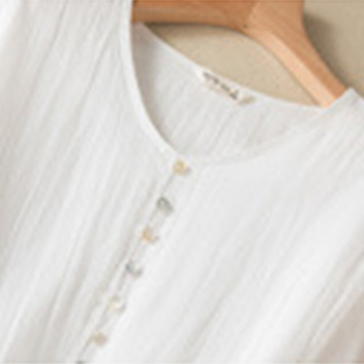 Buddha Stonesサマー Vネックデザイン ハーフスリーブ コットン ミディドレス - image 25