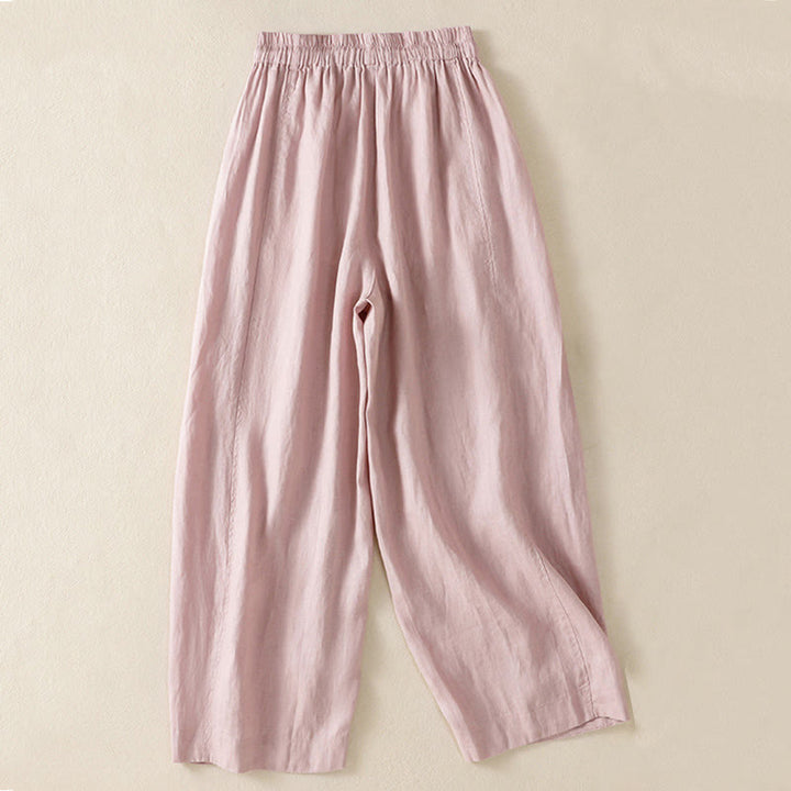 Buddha Stones通勤用無地デザインドローストリング付きレディースワイドレッグパンツ（ポケット付き） - image 20