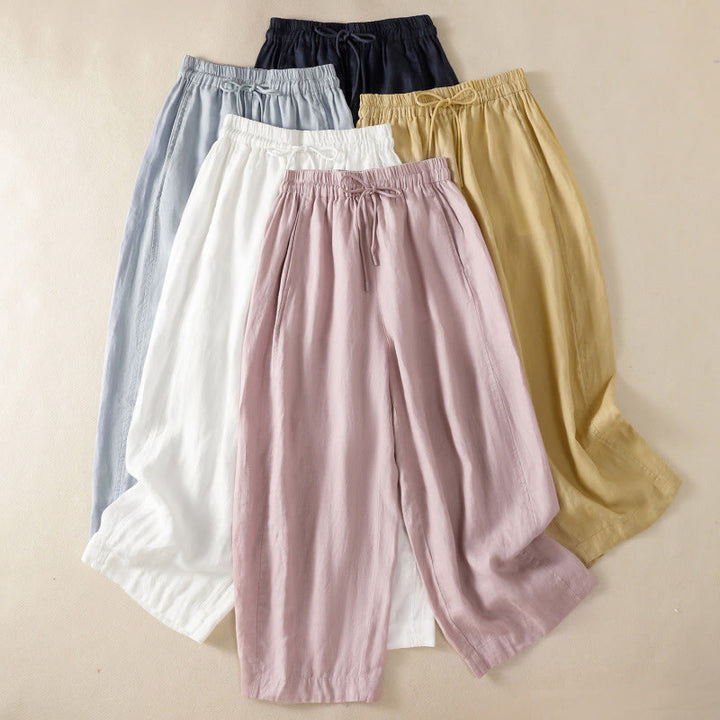 Buddha Stones通勤用無地デザインドローストリング付きレディースワイドレッグパンツ（ポケット付き） - image 34