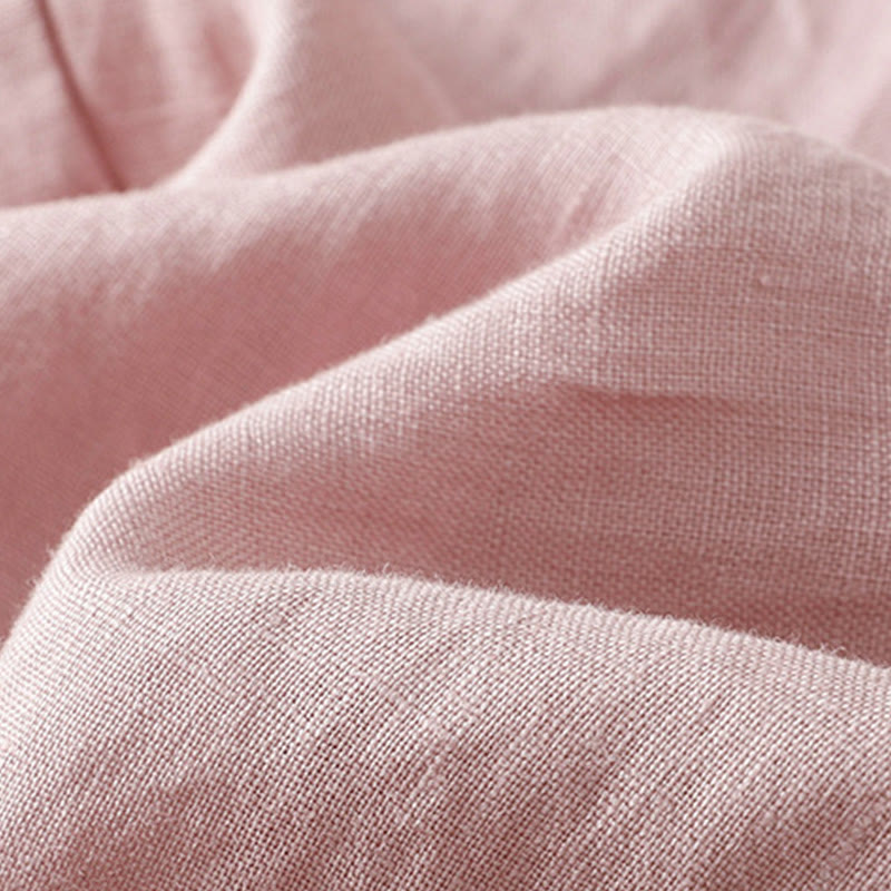 Buddha Stones通勤用 無地デザイン ドローストリング コットンリネン レディース ワイドレッグパンツ ポケット付き - image 25