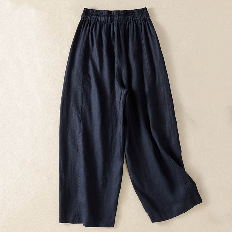 Buddha Stones通勤用無地デザインドローストリング付きレディースワイドレッグパンツ（ポケット付き） - image 14